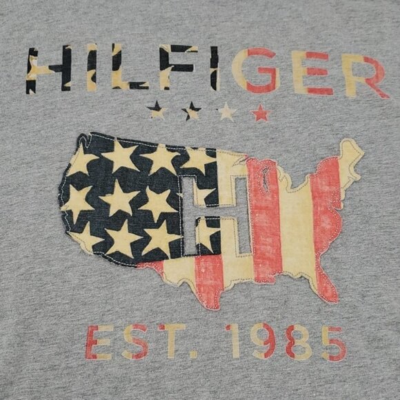 Tommy Hilfiger U.S. Flag Cut Out Tee Gray XL - Picture 3 of 6